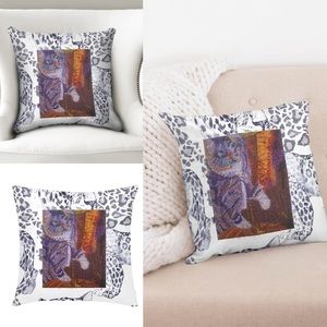 Throw Pillow 18x18 (Custom Made) Wild Cat